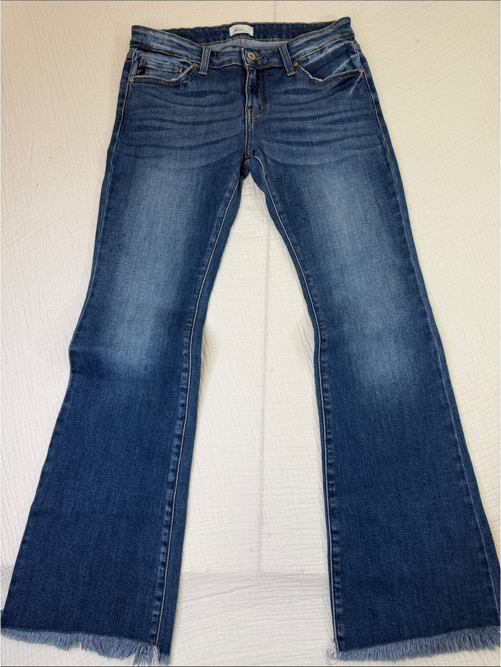 KanCan Dark Blue Flare Jeans with Raw Hem [COPY]